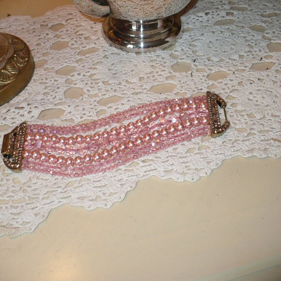 HEIDI  BEAD IT BRACELET - PINK/PEACH SIZE S/M NEW IN GOLD BOX - Picture 2 of 2